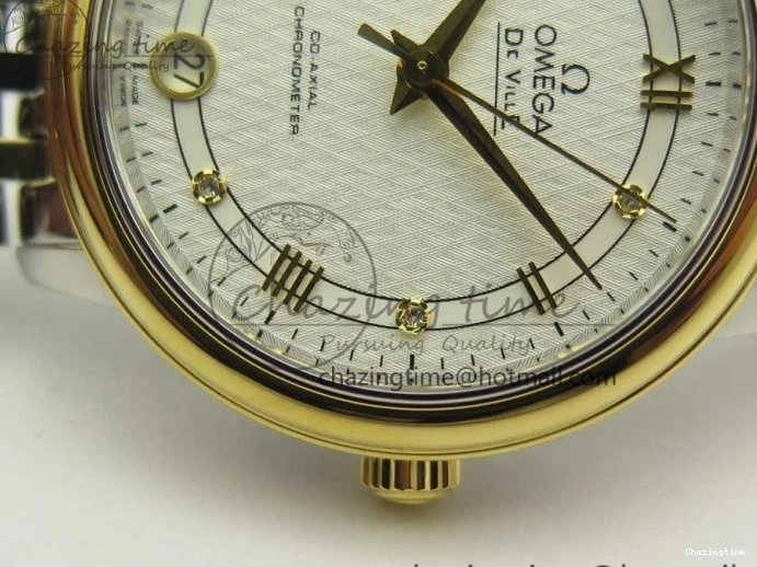 0106 Attractive De Ville Prestige Ladies 32.7mm SS MKF 1:1 Best Edition White Dial Roman Markers on SS YG Bracelet MIYOTA 7965